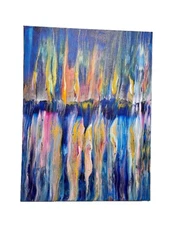 Paint Pouring Original 24x18 Colorful Multicolored signed by the artist