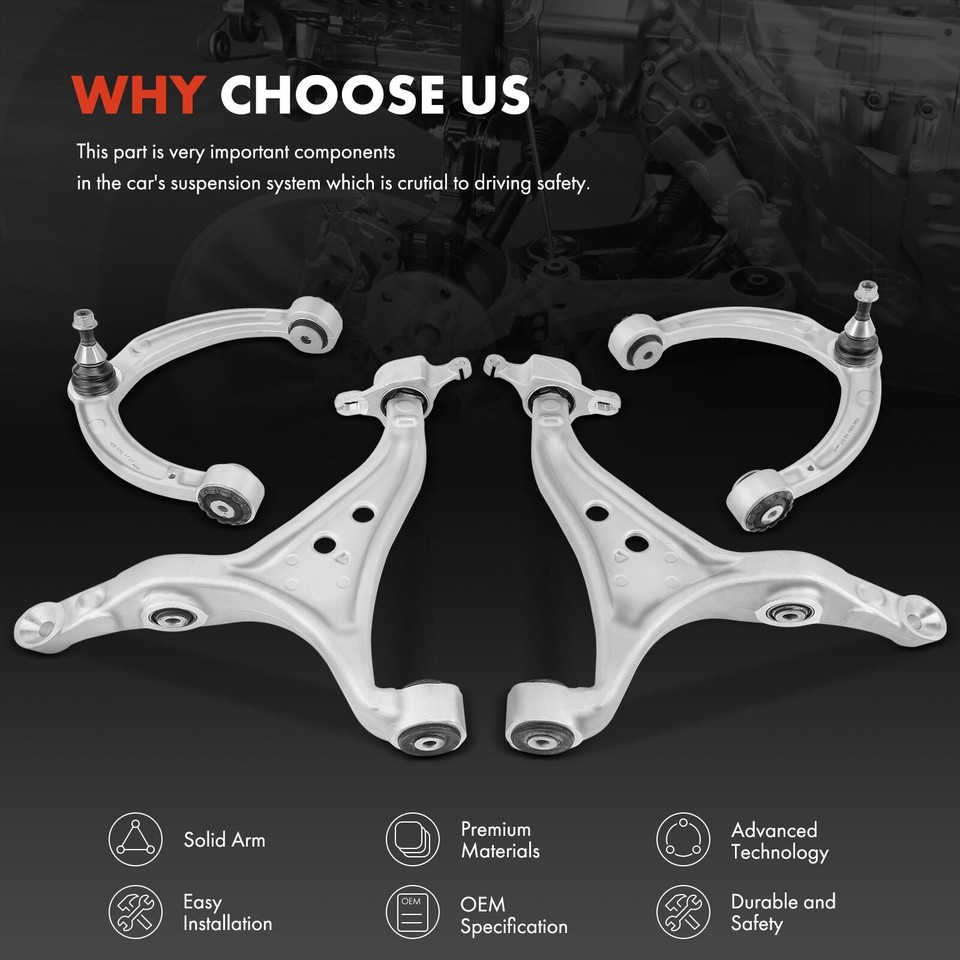 4x Front Lower & Upper Control Arm for Mercedes-Benz X166 GL350 GL450 ...