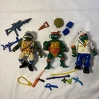 Vintage 1980/1990 TMNT Ninja Turtles 3 Figures Lot Set Various Accessories