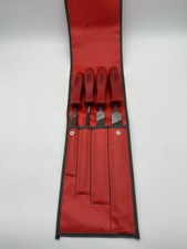 Snap-On USA HBF500 4pc Metal File Set Red Handles Original Roll Pouch Vintage ??