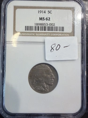 1914 Buffalo Nickel 5C NGC MS 62 Philadelphia Business Strike Uncirculated