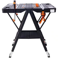 25.2 In. D X 31.2 In. W Portable Folding Work Table, 2-In-1 as Sawhorse and Work
