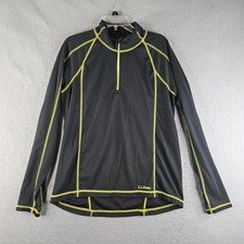 L.L.Bean Pullover Mens Medium Black Green Lightweight Quarter Zip Long Sleeve