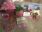 2 playsets vtg 1987 Barbie Blinking Beauty Horse  #5087 & corral #7791 & Boxes