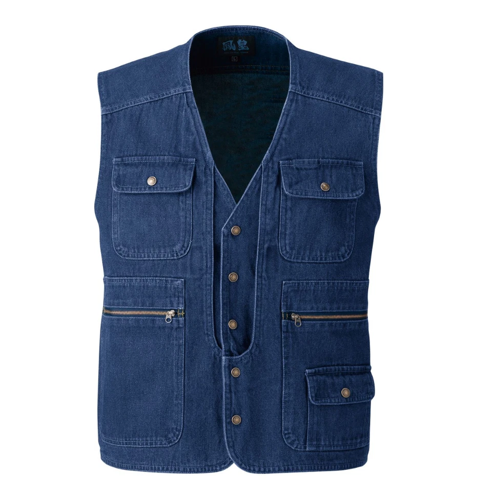 HOOH 1459 Indigo Denim Work vest Workwear Cotton - Image 2 of 4