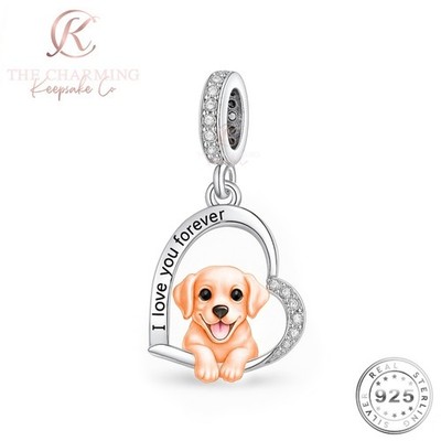 Labrador Dog Charm Silver S 925 Rose Gold Pet Keepsake