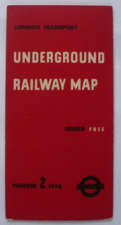 LONDON TRANSPORT Nr. 2 1938 EISENBAHN UNTERIRDISCHE STRECKENKARTE DÜNNE KARTE PROSPEKT