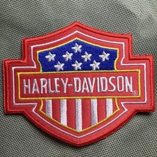🔥 Harley Davidson Patch Motorcycle Embroidered Iron On Biker USA American Flag