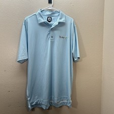 FootJoy Golf Polo Shirt Mens SZ L Blue White Houndstooth Stretch Performance FJ