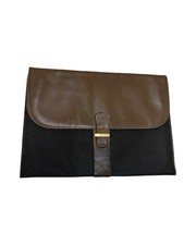 Dunhill France Brown Black Leather Laptop Briefcase Clutch Bag 15x11 Unisex