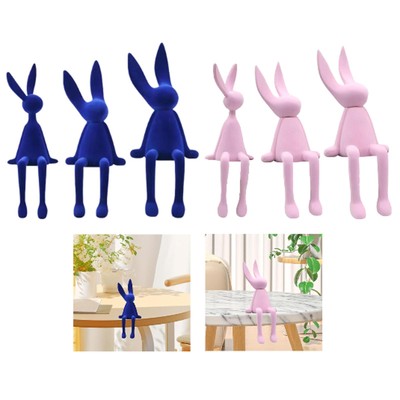 Sitting Bunny Figurine Portable Sculpture for Counter Cabinet Indoor Outdoor