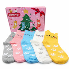 5 Pack Women's Cat Socks Colorful Cute Funny Crew Socks,Novelty Gifts for Teenag