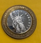 NY‑NY Las Vegas Miss Liberty $10 Silver Strike .999 Silver Gaming Token