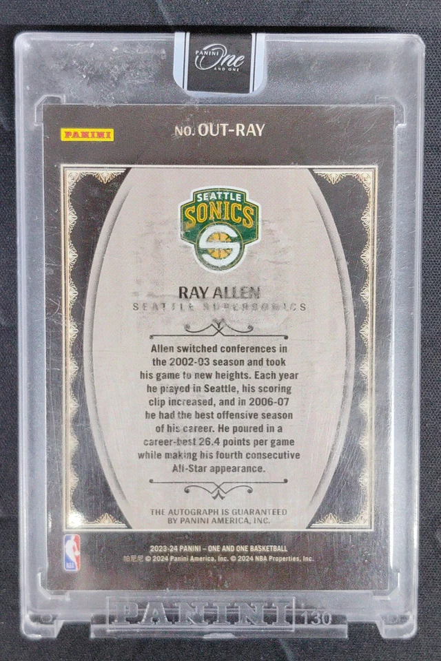 2023-24 Panini One and One Ray Allen Once Upon A Time Green Auto /5 Bucks - Image 2 of 3