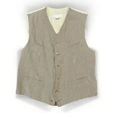 Banana Republic Men s Vintage Plaid Vest Beige Size Large 5 Button 100 Cotton