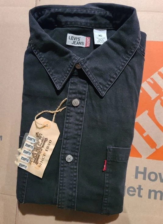 NEW LEVIS DENIM Black Long Sleeve Shirt Heavy duty Men's XL - Image 2 of 2