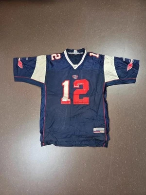 Maillot vintage Nfl New England 12 Olico Sport Bleu Rouge Années 2000 Xl - Photo 1/4