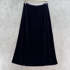 VTG Whimsigoth Velvet Maxi Skirt Womens M Blue Pull-On Elastic Waist Witchy
