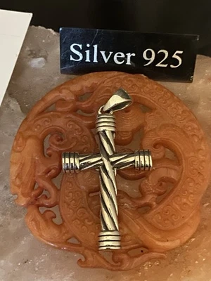 Solid Silver Large Cross Pendant + Silver Necklace - Image 1 of 4
