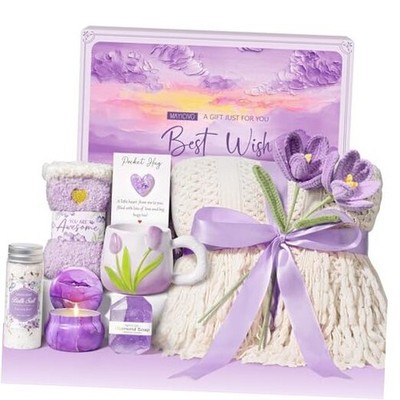 Birthday Gifts for Women Self Care Set Get Well Soon Gift Baskets, Lavender