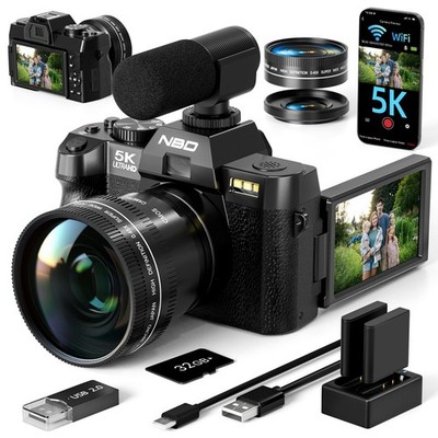 NBD 5K Digital Camera 48MP 16X Autofocus with Wide Angle & Macro Lens  32GB TF