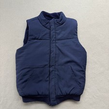 Tommy Bahama Puffer Vest Kids Size S 5/6 Navy Blue Fleece Lined Snap Front