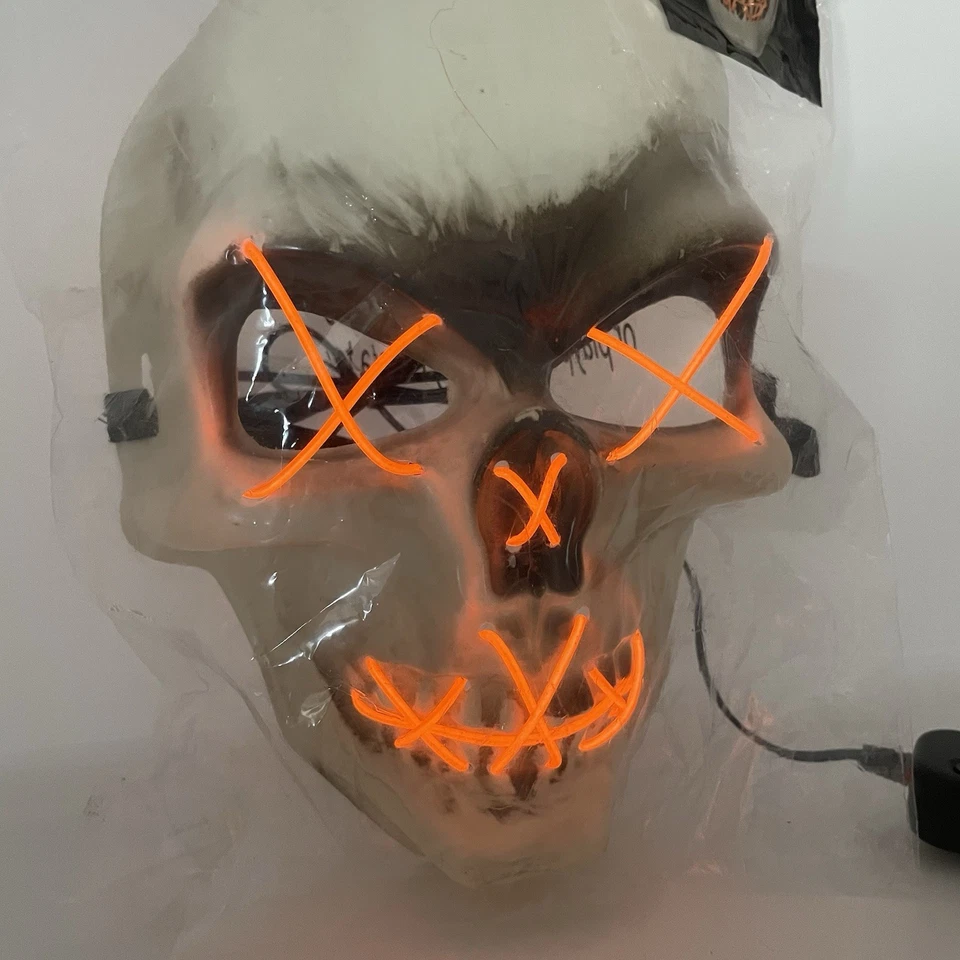Light Up Skull LED Mask Wire Light Up Face mask  Halloween Costume Mask Cosplay - Image 3 of 4