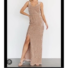 Baltic Born Marilyn Sequin Maxi Gown Taupe Size Small NWT