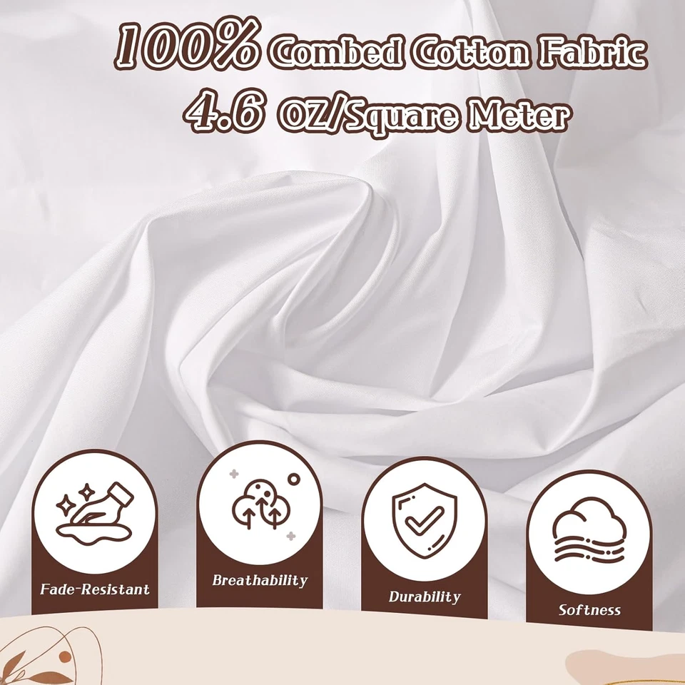 58 «Ширина 100% расчесанный хлопок ткани в ярдах, белая ткань, мягкий и прочный, Q - Изображение 3 из 4