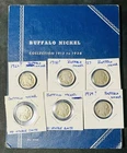 U.S. Buffalo Nickels Set of 6 Coins w/ Whitman Collection Book Circa 1940