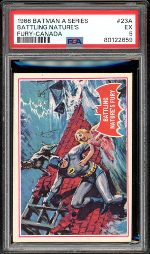 1966 Topps Batman Red Bat #23A Battling Nature's Fury — PSA 5