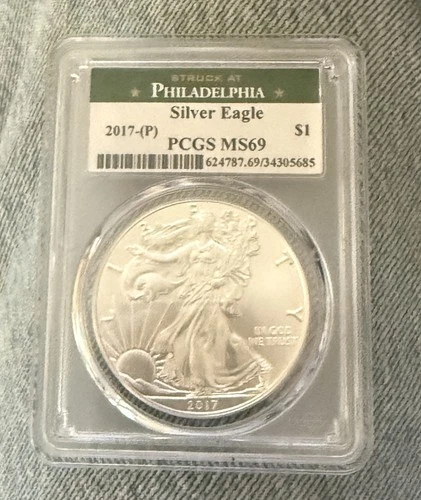 2017 (P) American Silver Eagle MS-69 PCGS (Philadelphia Mint) GREEN LABEL