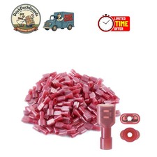 Certified 100 Pcs Red Nylon Spade Connectors - 22-16 AWG Quick Disconnects