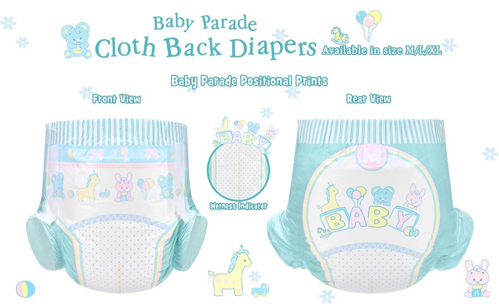 2-Pack Little for Big Baby Parade Adult Diapers ABDL Cloth Backed