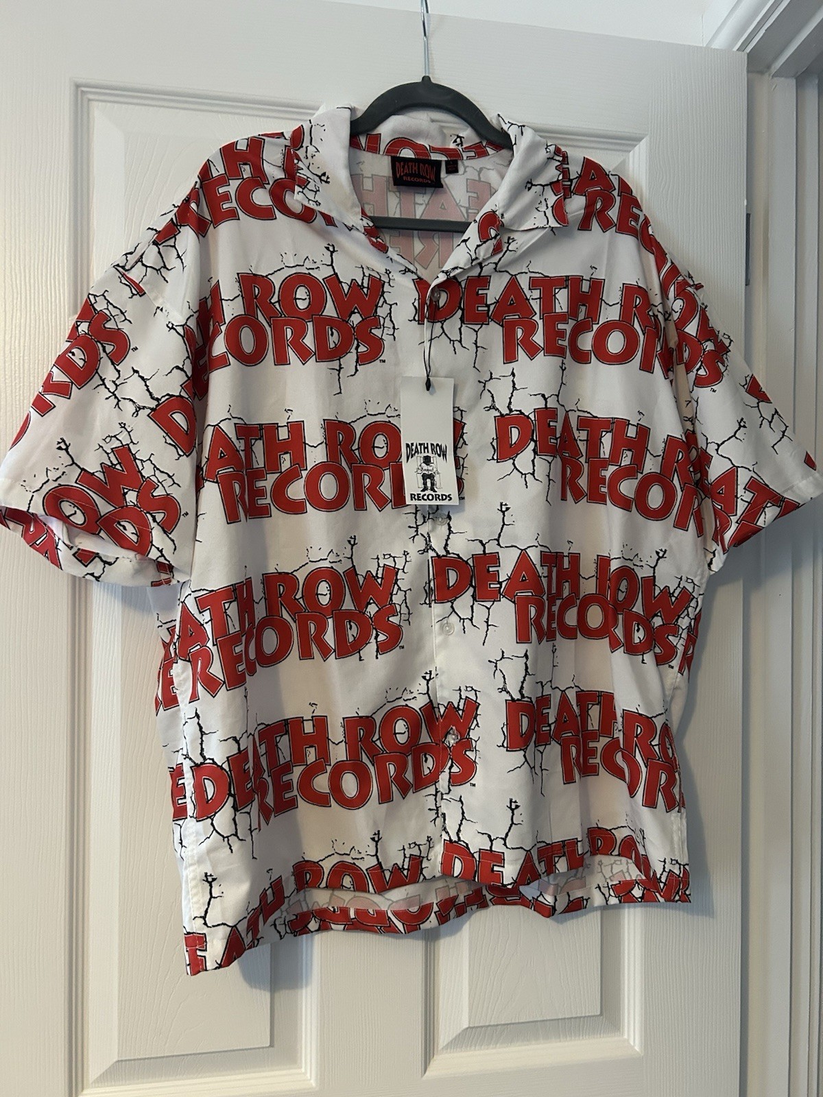 FILA Camicia a maniche corte Death Row Records rossa e bianca taglia Large