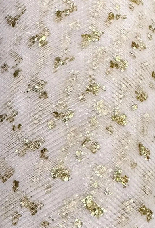 3 Inch White Mesh Ribbon with Gold Glitter Enhancements - 25 Yards Per Roll - Image 3 of 3