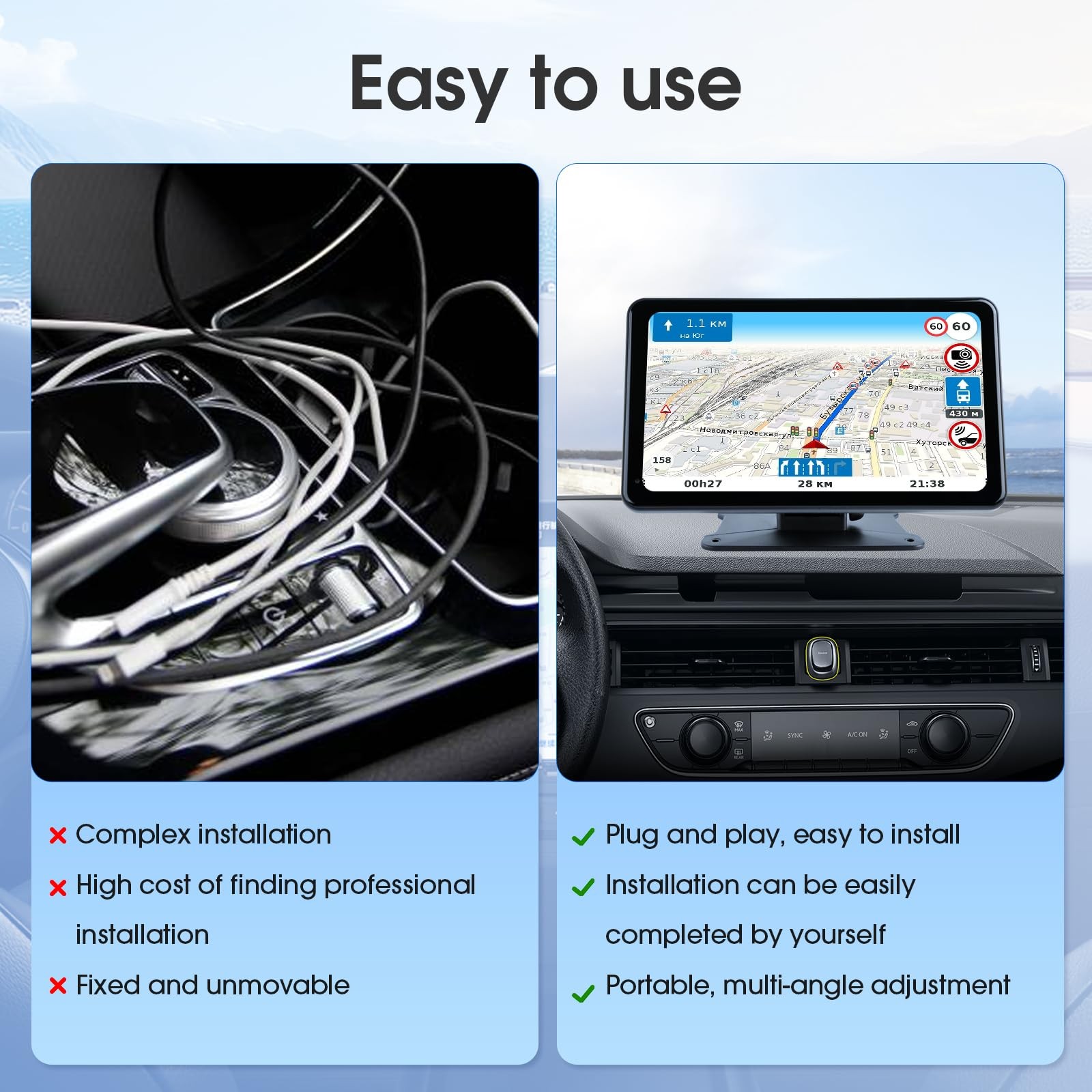 【liquidazione】schermo CarPlay Portatile Wireless Audio 7 Pollici per 7 Pollici, Nero - Miniatura 8