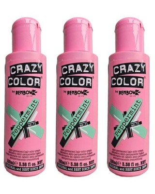 3 x Crazy Color Semi-Permanent Conditioning Haarfarbe Farbe Creme - Pfefferminze.