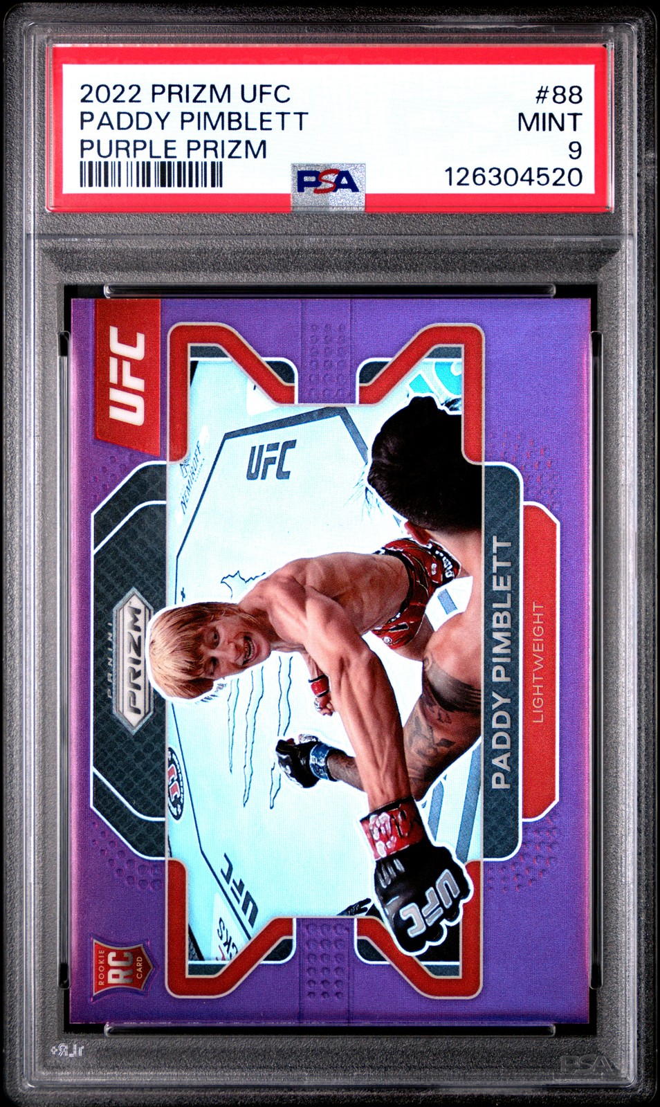2022 PANINI PRIZM UFC PURPLE PRIZM #88 PADDY PIMBLETT 110/149 PSA 9