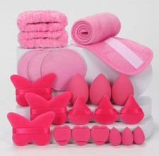 21Pcs Makeup Tool Set with Hook and Loop Headband Sponge Puffs Beauty Kit