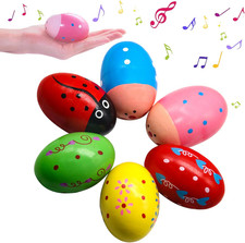 Wooden Egg Shakers, 6Pcs Hand Musical Maracas Percussion Instruments Musical ...