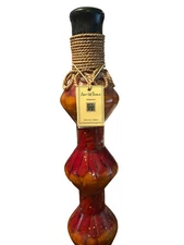 Chili Green & Yellow Pepper Vinegar Kitchen Decorative Glass Bottle 18 inch Tall