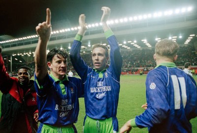 Goalscorer Brian Tinnion of Bristol City celebrates after the FA C- Old Photo