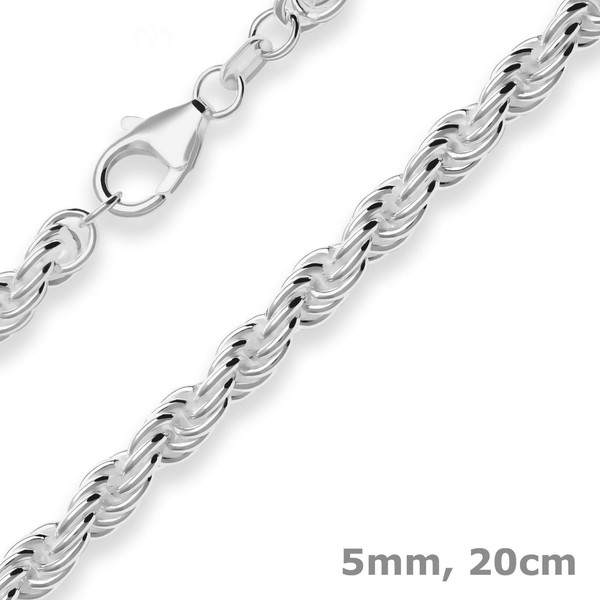 5Mm Armband Kordelkette Massiv Silberarmband Armschmuck Aus 925 Silber 20Cm-image