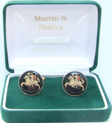 MEDIEVAL KNIGHT cufflinks made from mint coins in Black & Gold 20mm Diameter - Picture 1 of 1