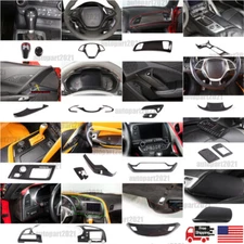 Carbon Fiber ABS Interior Full Center Cover Trim Kit Set For Corvette C7 2014-19