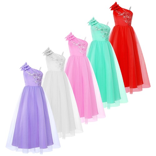 Kids Girls Flower Pageant Gown Tulle Dress Bridesmaids Wedding Performance - Bild 1 von 54