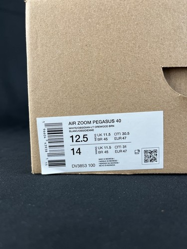 Nike Air Zoom Pegasus 40 Road Running Shoes White Obsidian Men's Size 11.5 - 13 - Picture 7 of 8