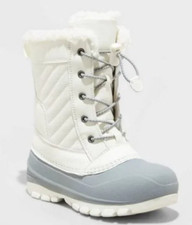 NEW All In Motion Girls' Skylar Cream Winter Boots Size 13