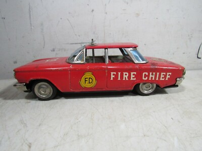 Vintage 1960s Ichiko Tin Friction Fire Dept Chief Chevy